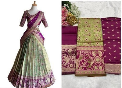 GRANTH MANIAFAB Self Design Semi Stitched Lehenga Choli(Green)