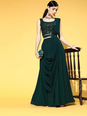MAABHAVANI CREATION Solid Stitched Lehenga Choli(Green)