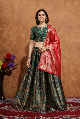 SWAMI STUDIO Self Design Semi Stitched Lehenga Choli(Multicolor)