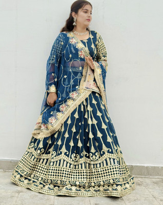 ANAVI FAB FASHION Embroidered Stitched Lehenga Choli(Blue)