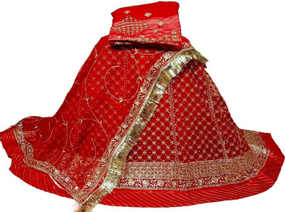 Shree Maashakti Trading Embroidered Semi Stitched Rajputi Poshak(Red)