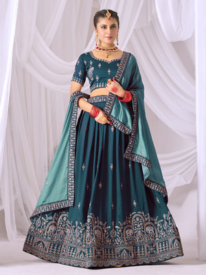Jogmaya Fashion Embroidered Semi Stitched Lehenga Choli(Light Blue)