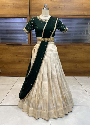 Divastri Self Design Semi Stitched Lehenga Choli(Dark Green)