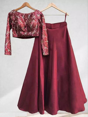 lazyandcrazy shop Self Design Semi Stitched Lehenga Choli(Maroon)