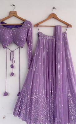 EMBOIRDERYFAB Self Design Semi Stitched Lehenga Choli(Purple)