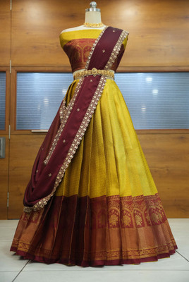 Payu Self Design Semi Stitched Lehenga Choli(Yellow)