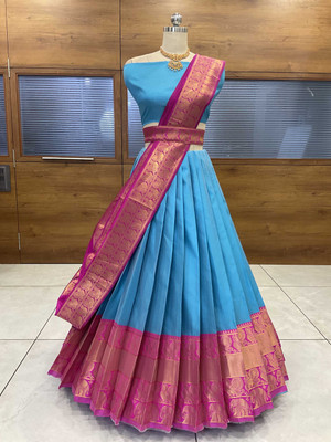 MR Y Self Design Semi Stitched Lehenga Choli(Blue, Pink)