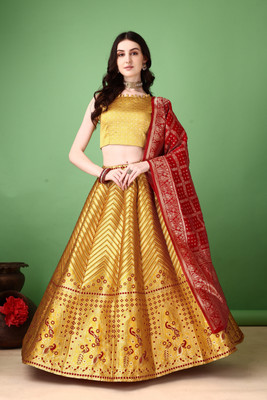 SWAMI STUDIO Self Design Semi Stitched Lehenga Choli(Gold)