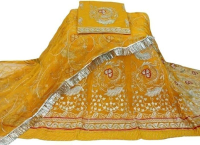 SHREE AMBEY TRADING Embroidered Semi Stitched Rajasthani Poshak(Yellow)