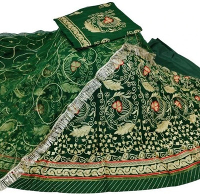 SHREE AMBEY TRADING Embroidered Semi Stitched Rajasthani Poshak(Green)