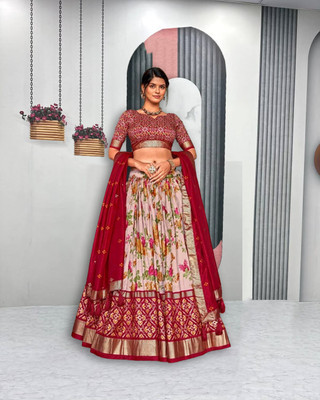 AAYUSHYAM ENTERPRISE Self Design Semi Stitched Lehenga Choli(Red)