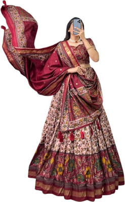 AAYUSHYAM ENTERPRISE Self Design Semi Stitched Lehenga Choli(Red)