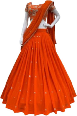 EMBOIRDERYFAB Embroidered Semi Stitched Lehenga Choli(Silver)