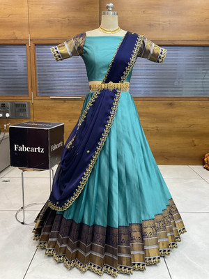 SHREE CREATION Self Design Semi Stitched Lehenga Choli(Blue)