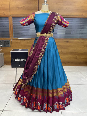 SHREE CREATION Embroidered Semi Stitched Lehenga Choli(Light Blue)