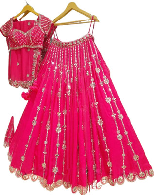 AVITAATEX Embroidered Semi Stitched Lehenga Choli(Blue)