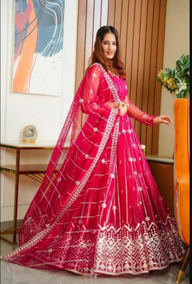 Lovisa Fashion Embroidered Semi Stitched Lehenga Choli(Pink)