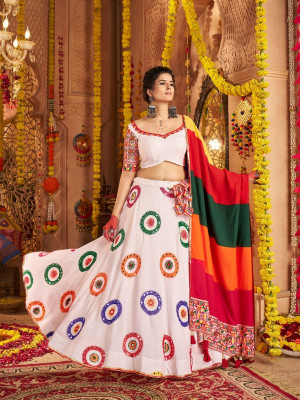 odette Embroidered Semi Stitched Lehenga Choli(Multicolor)