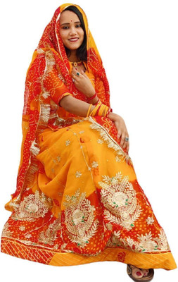 Man Fashion Embroidered Semi Stitched Rajasthani Poshak(Yellow)