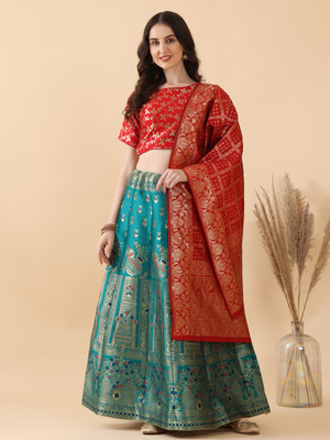 Harshiv Textile Self Design Semi Stitched Lehenga Choli(Light Green)