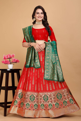 SWAMI STUDIO Solid Semi Stitched Lehenga Choli(Dark Blue)