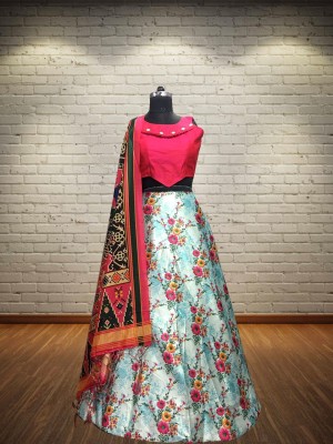 kaizen texo fab Digital Print Semi Stitched Lehenga Choli(Multicolor)