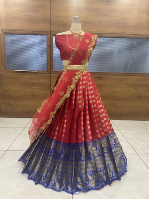 SHREE CREATION Self Design Semi Stitched Lehenga Choli(Red)