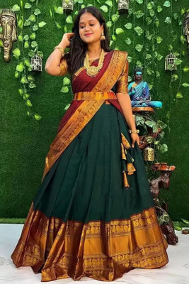 fabguru Self Design Semi Stitched Lehenga Choli(Green)