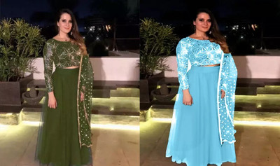 Vihat Fashion Embroidered Semi Stitched Lehenga Choli(Multicolor)