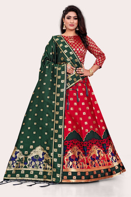 DECIZE CLOTHING Self Design Semi Stitched Lehenga Choli(Maroon)