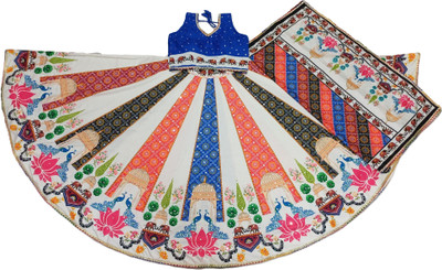 Dipali Handicraft Printed Stitched Lehenga Choli(Dark Blue, Multicolor, White)
