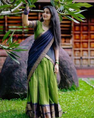 PAVITRAA SAREES Solid Semi Stitched Lehenga Choli(Light Green)