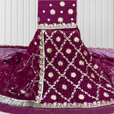 shyamlata Embroidered Semi Stitched Rajasthani Poshak(Purple)