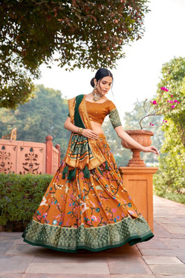 GORASH CREATION Printed Semi Stitched Lehenga Choli(Yellow)