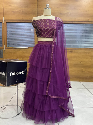 Sonu Creation Self Design Semi Stitched Lehenga Choli(Purple)
