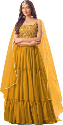 KAPANKU Self Design Semi Stitched Lehenga Choli(Yellow)