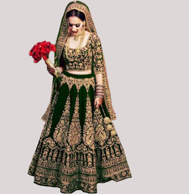 JE BHAGVAN CREATION Embroidered Semi Stitched Lehenga Choli(Green)