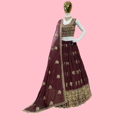 IYALAFAB Self Design Semi Stitched Lehenga Choli(Maroon)