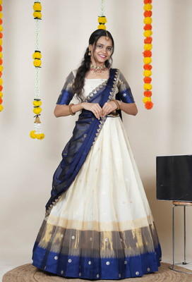 SHREE CREATION Self Design Semi Stitched Lehenga Choli(Blue)