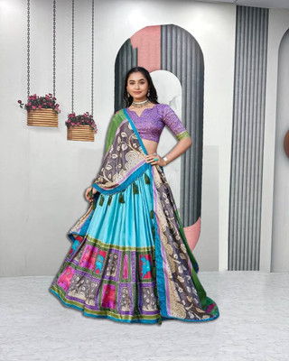 MITRABIZ Printed Semi Stitched Lehenga Choli(Multicolor)