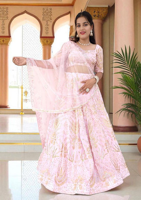 ANAVI FAB FASHION Embroidered Stitched Lehenga Choli(Pink)