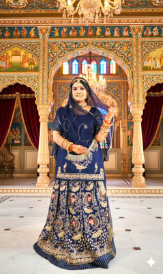 SHRIHARI BUSINESS Embroidered Semi Stitched Rajputi Poshak(Dark Blue)