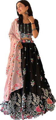 DHRISHUTEXTILE Embroidered Semi Stitched Lehenga Choli(Pink)