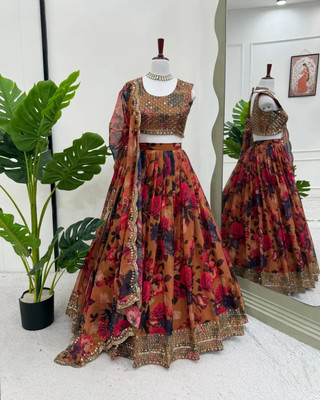 MAN PRIYA TRENDZ Printed Semi Stitched Lehenga Choli(Multicolor)
