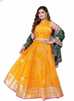PAHNAVA Printed Semi Stitched Lehenga Choli(Multicolor)