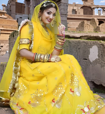 BHOJALCREATION Embroidered Semi Stitched Lehenga Choli(Yellow)
