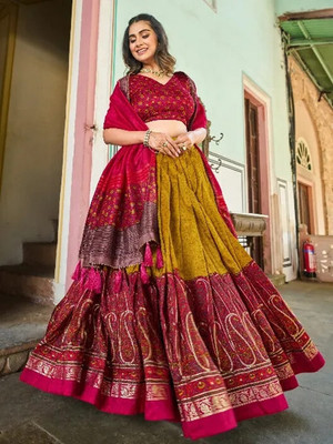 RADHVI BIZ Self Design Semi Stitched Lehenga Choli(Yellow)