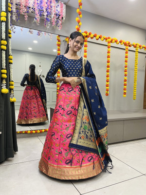 SHREE CREATION Self Design Semi Stitched Lehenga Choli(Multicolor)