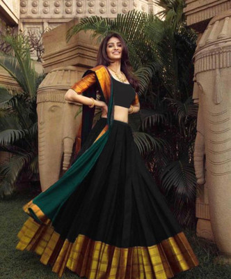 ROYAL JUNCTIONWEAR Self Design Semi Stitched Lehenga Choli(Green)