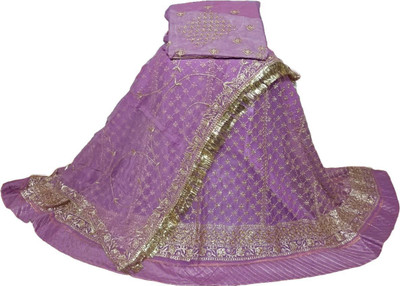 Shree Maashakti Trading Embroidered Semi Stitched Rajasthani Poshak(Purple)